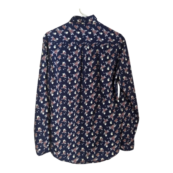 Frank & Oak Dark Blue Fruit Design Button-Down Shirt  Size Small - Picture 2 of 7
